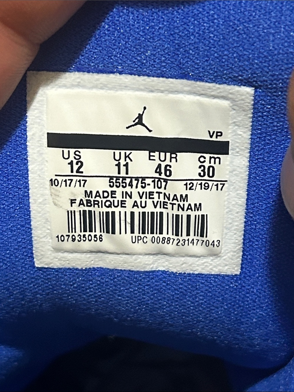 Jordan Flight Club ‘91 White Hyper Royal Black 555475-107 - Picture 5 of 6